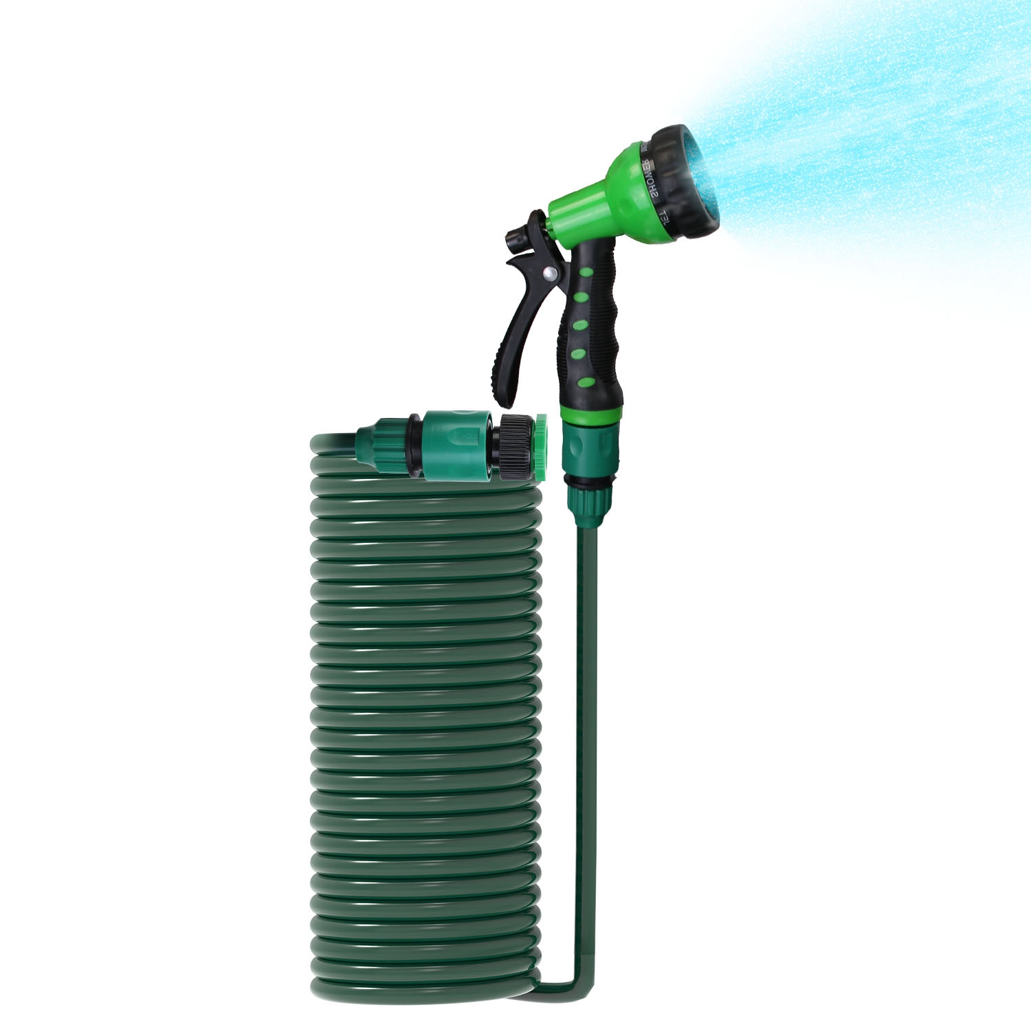 EVA Self-Coiling Garden Hose with Sprayer - 49.2ft