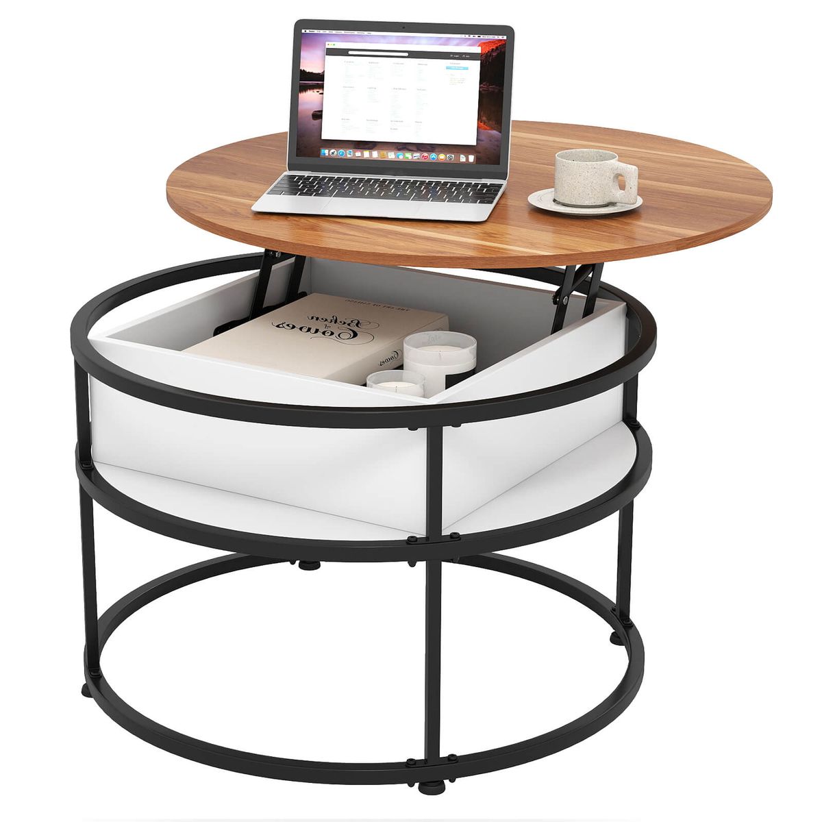 31.5&rdquo; Lift Top Coffee Table with Hidden Storage - Black