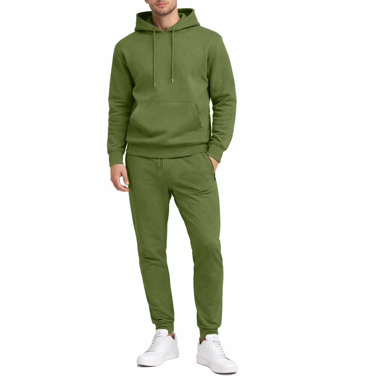 Men's Soft Fleece Cotton Blend Pullover Hoodie and Jogger Set - JK-2503-OL - 2XL