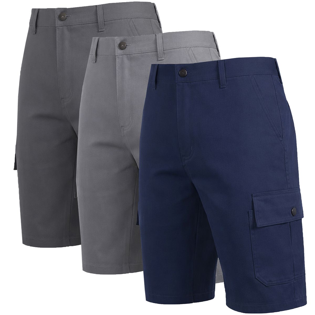 Men's Cotton Flex Stretch Cargo Shorts (3-Pack) - MCGS - 6001 - CH-GY-NV - 30