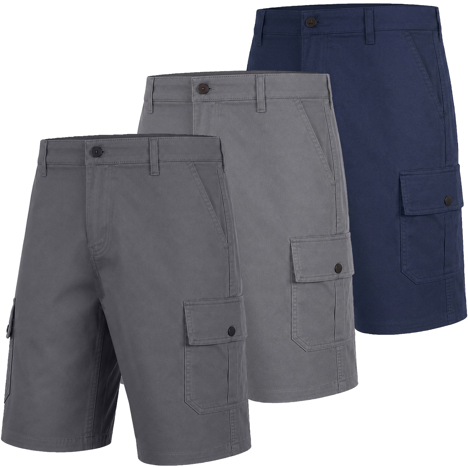 Men's Cotton Flex Stretch Cargo Shorts (3-Pack) - MCGS - 6001 - CH-GY-NV - 38