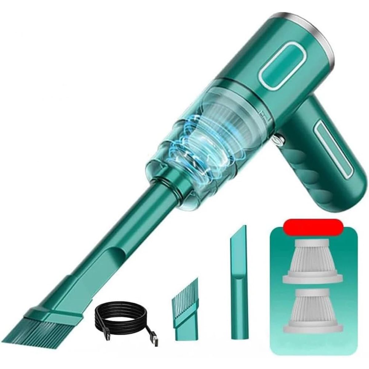 Vehicle Mounted Portable Handheld Vacuum Cleaner - Green