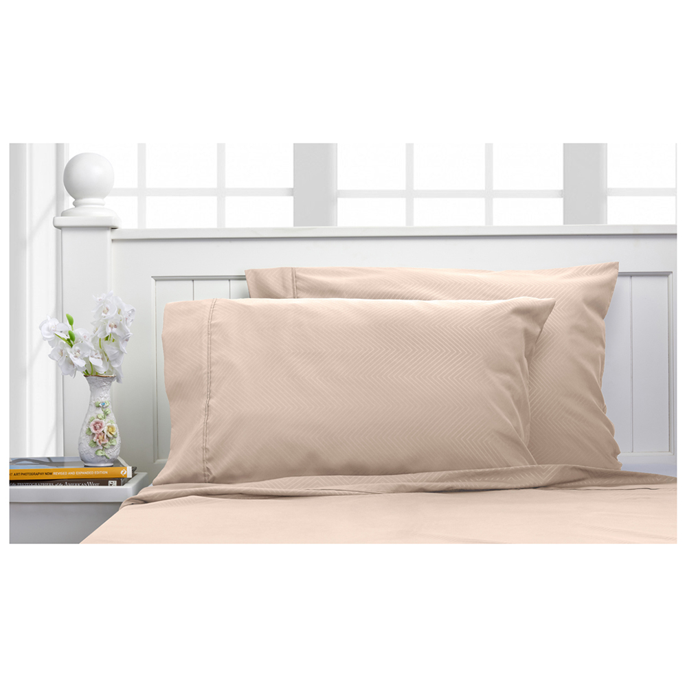 Chevron Embossed Bamboo 4-Piece Sheet Set - Twin - Ivory