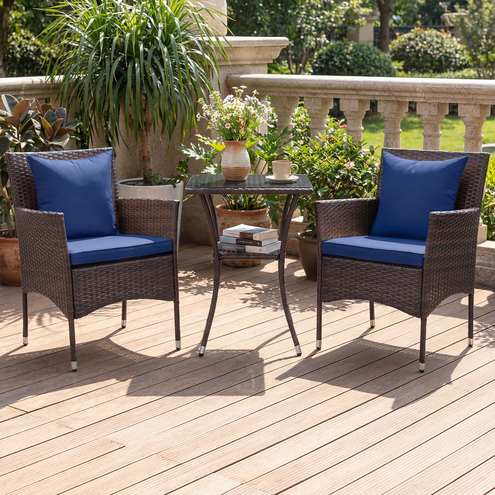 3-Piece Cushioned Patio Furniture Set - Blue