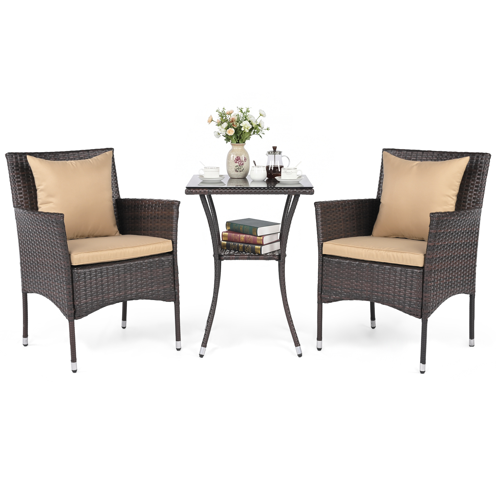 3-Piece Cushioned Patio Furniture Set - Beige