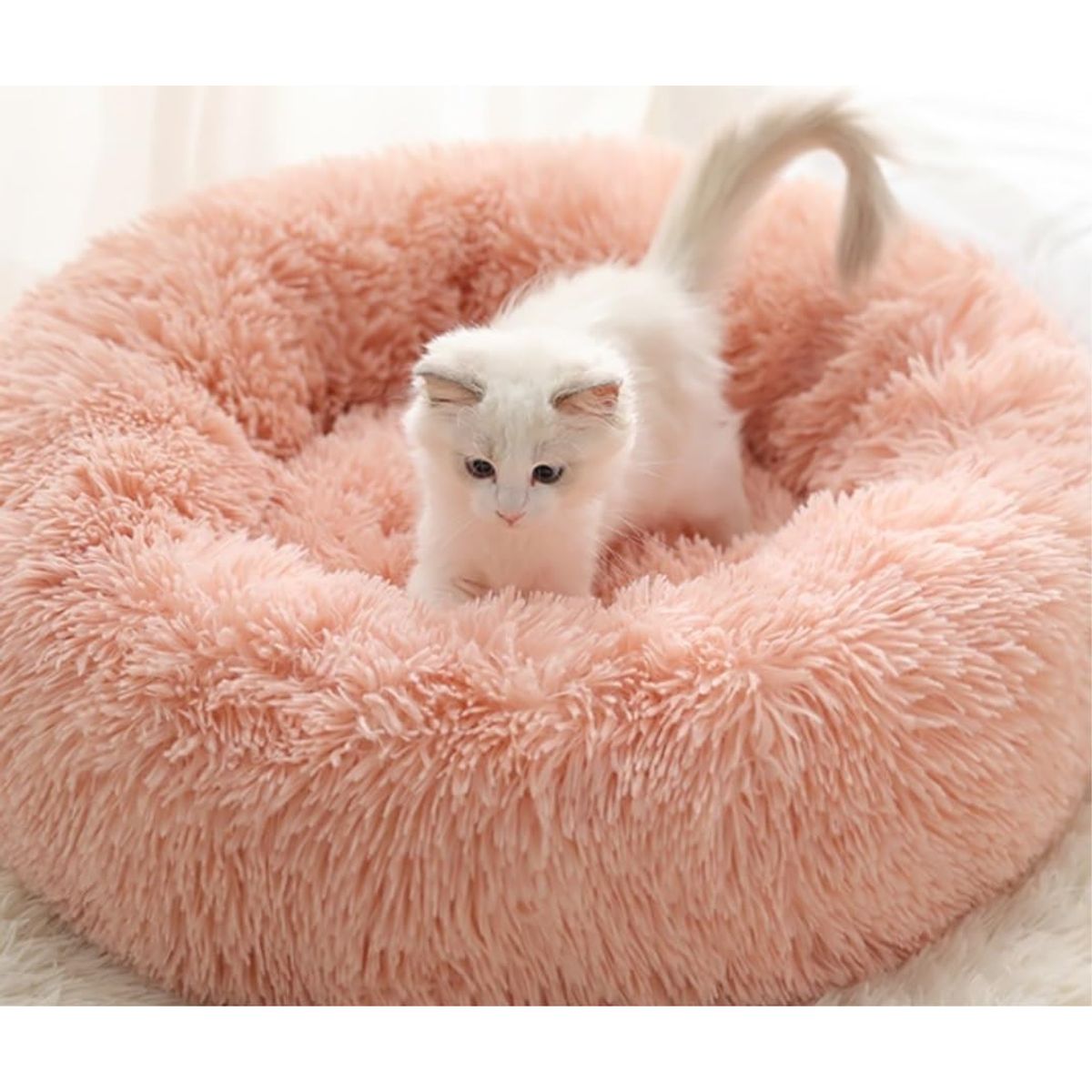 Fluffy Round Pet Bed - Pink-L