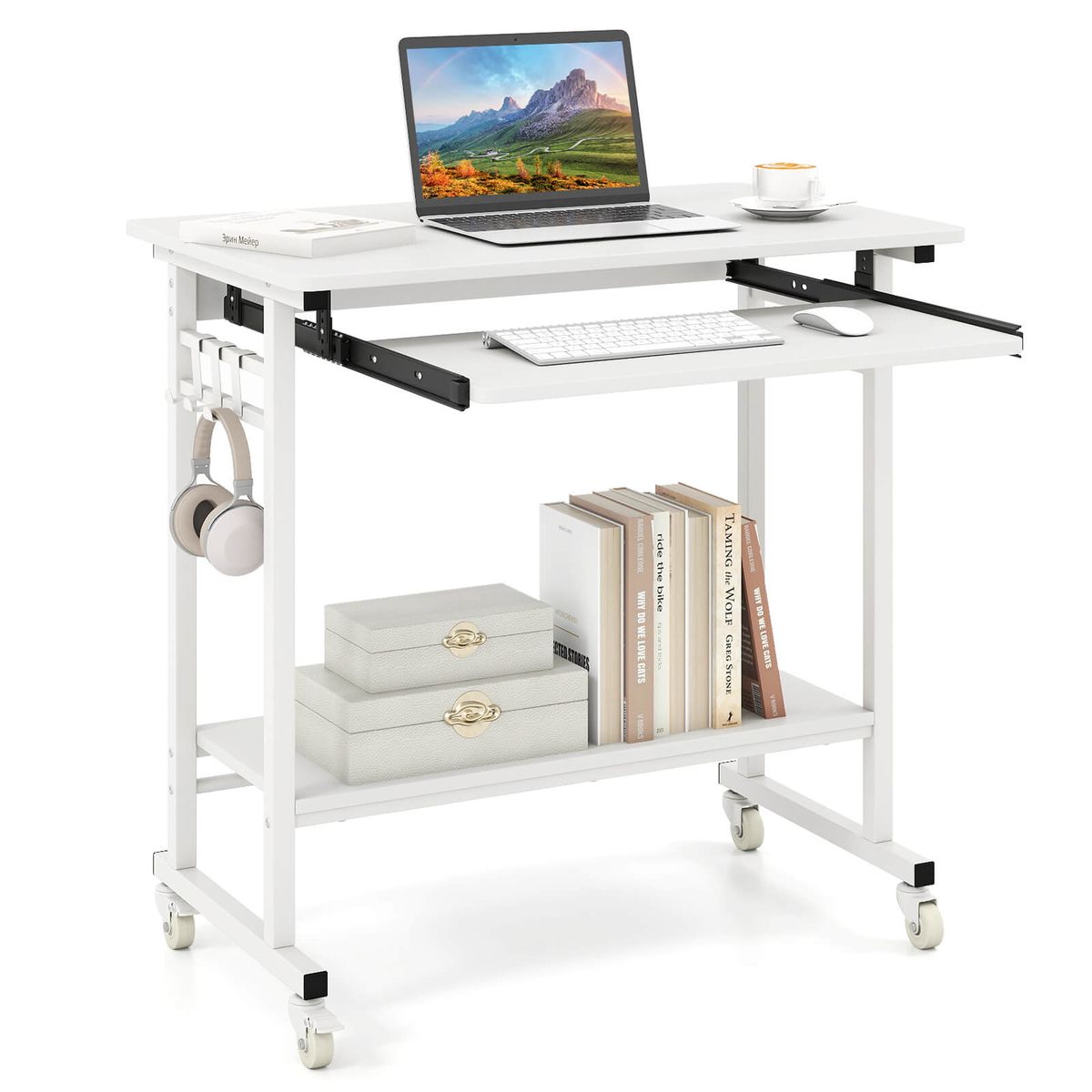 Rolling Laptop Desk - White