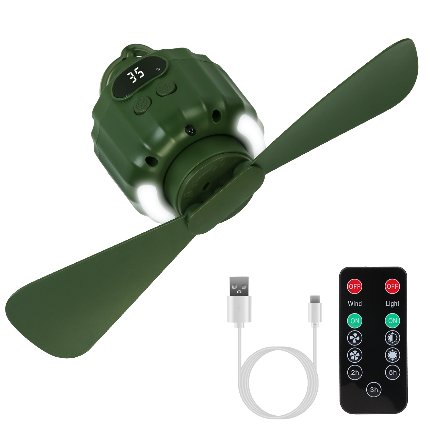 3-in-1 Portable Camping LED Fan - 5200mAh Fan