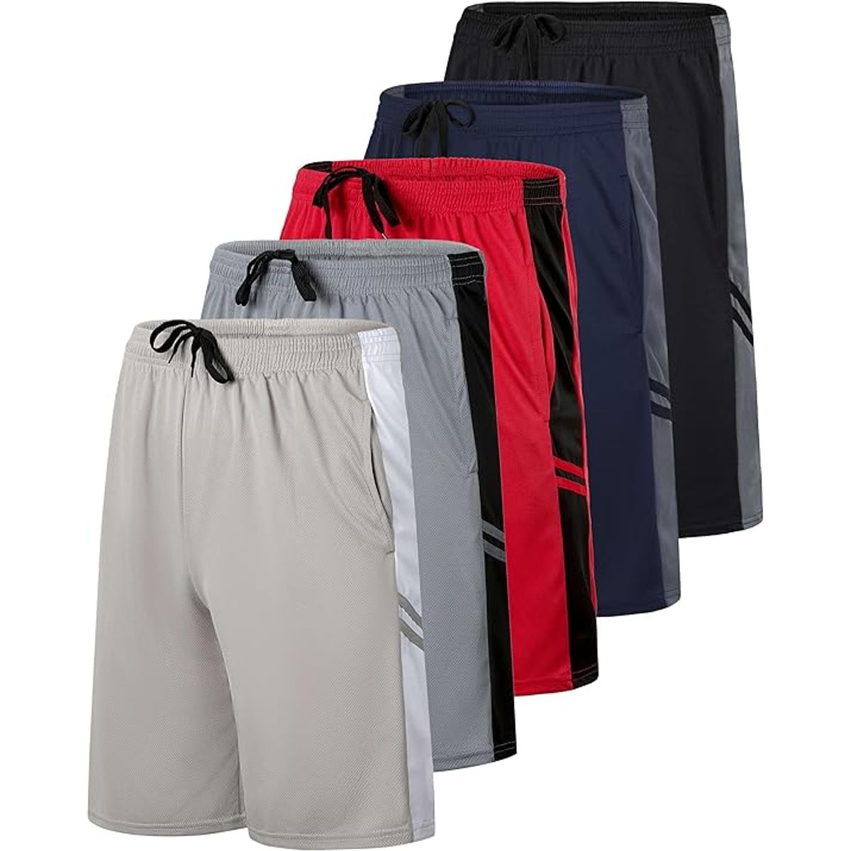 Men's Athletic Performance Mesh Shorts (5-Pack) - SET 1- Medium
