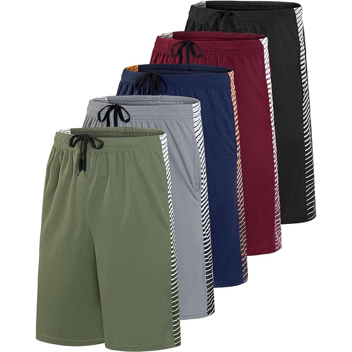 Men's Athletic Performance Mesh Shorts (5-Pack) - SET 2- Large