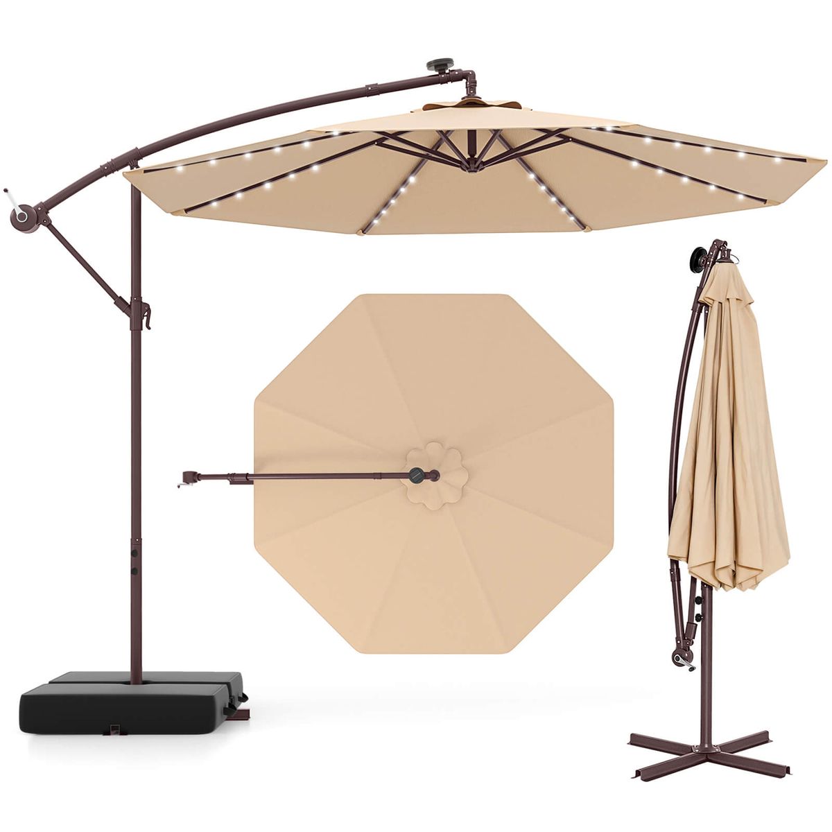 Patio Hanging Offset Umbrella  - Beige