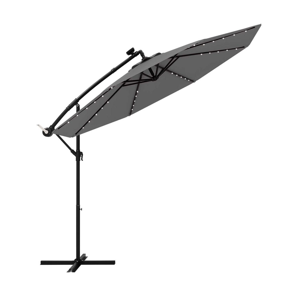 Patio Offset Umbrella with Solar LEDs - Patio Umbrella GR