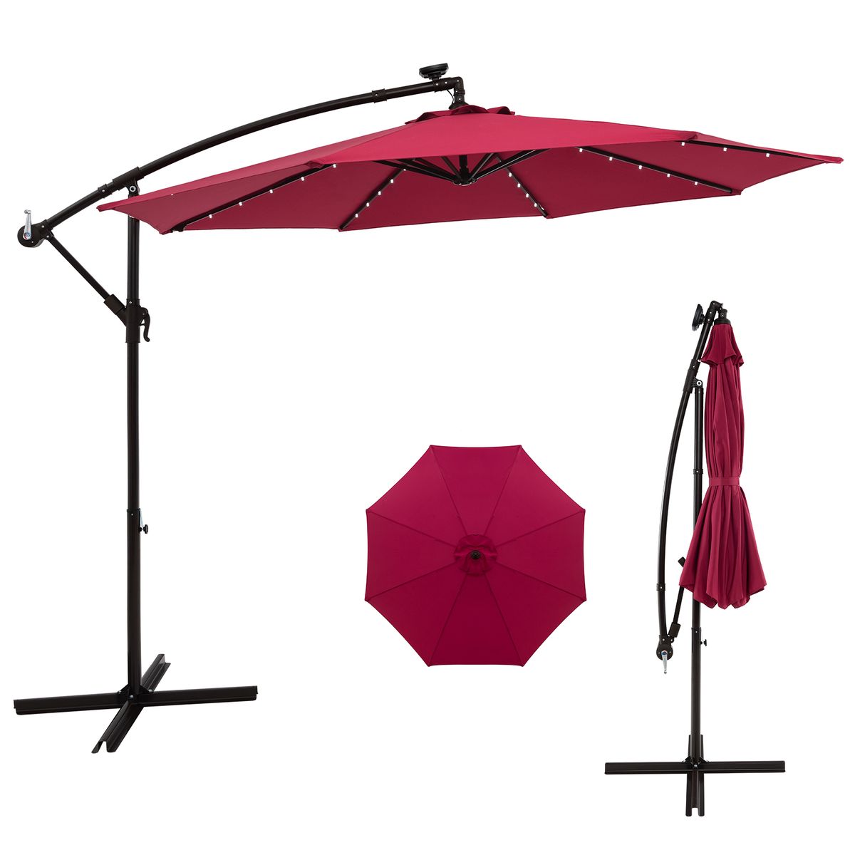 Patio Offset Umbrella with Solar LEDs - Patio Umbrella WN