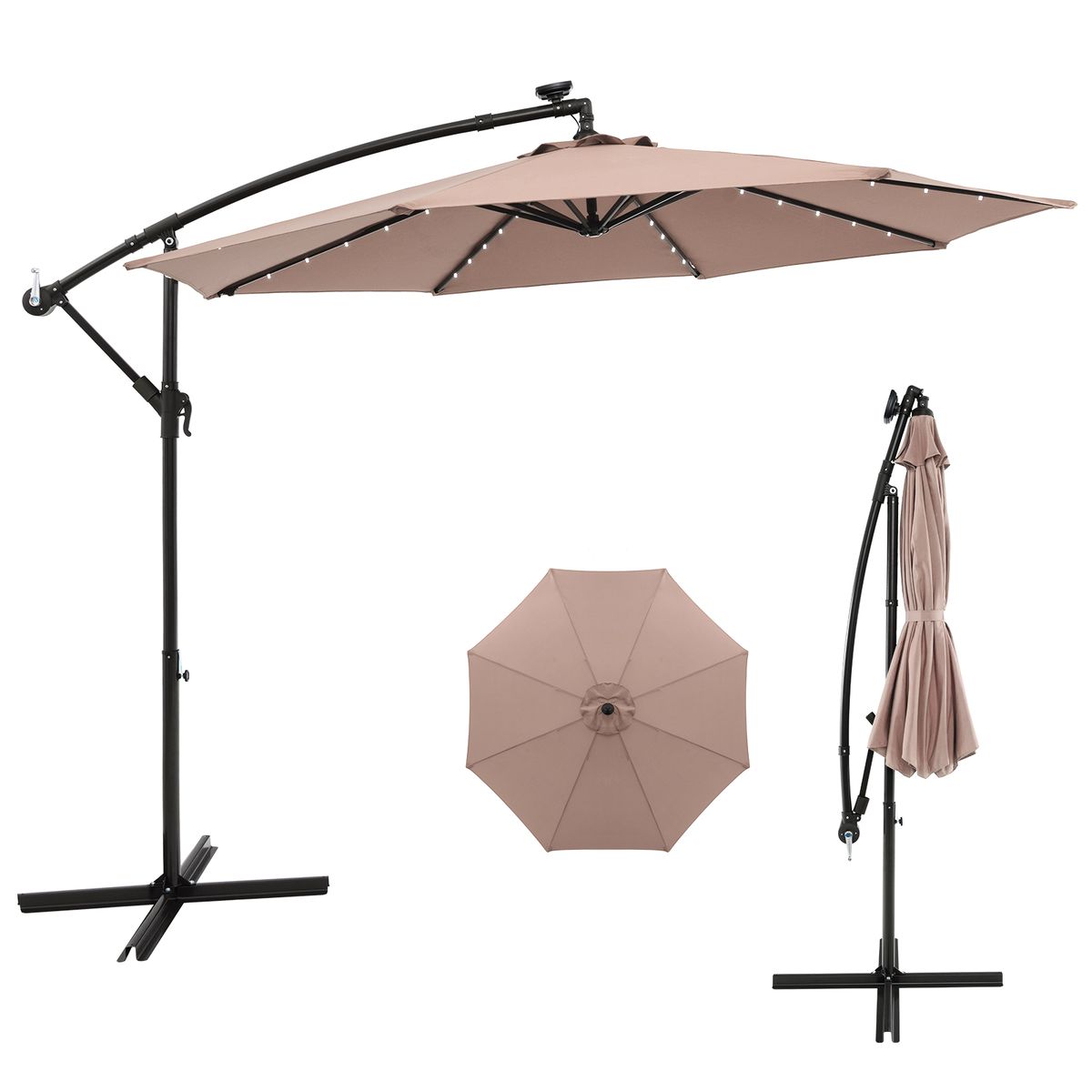 Patio Offset Umbrella with Solar LEDs - Patio Umbrella CF