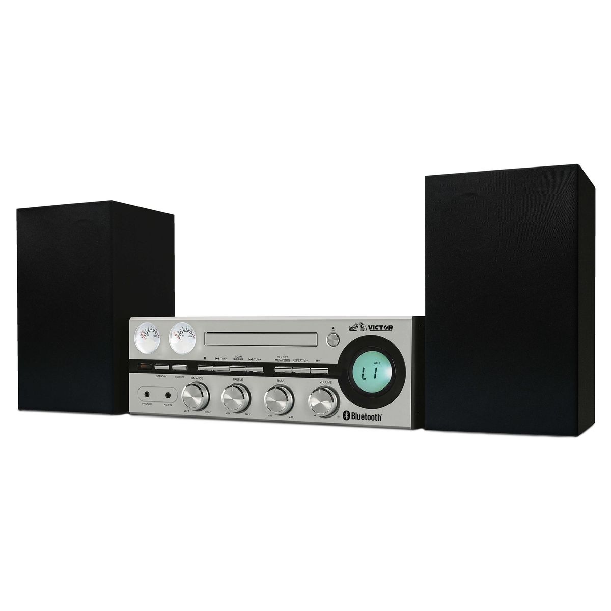 Milwaukee 50W Desktop CD Stereo System with Bluetooth - Silver