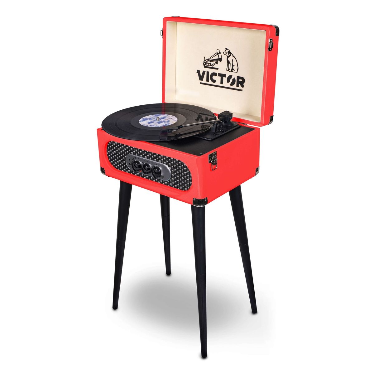 Andover 5-in-1 Music Center with Chair-Height Legs - Red