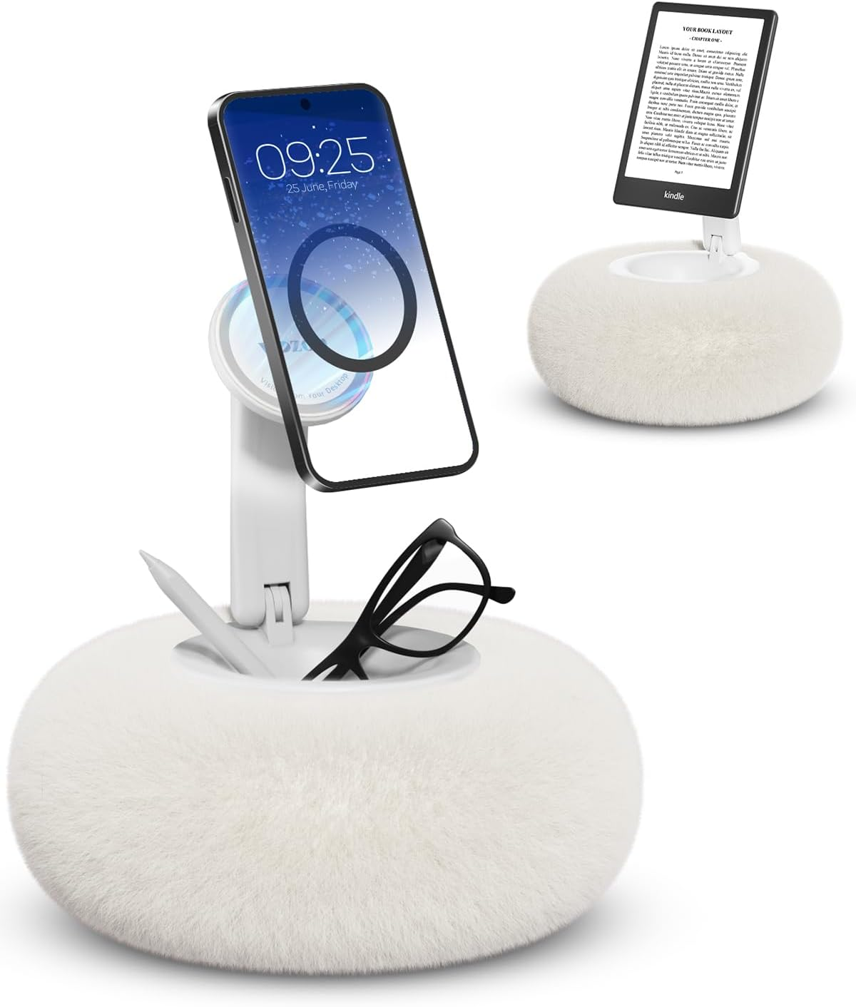 Fluffy Magnetic Phone Stand - White