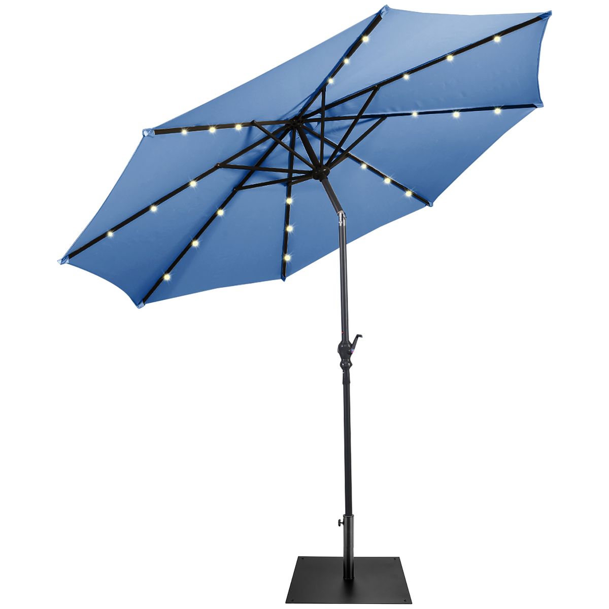 9ft Market Patio Umbrella with Solar Lights - Blue