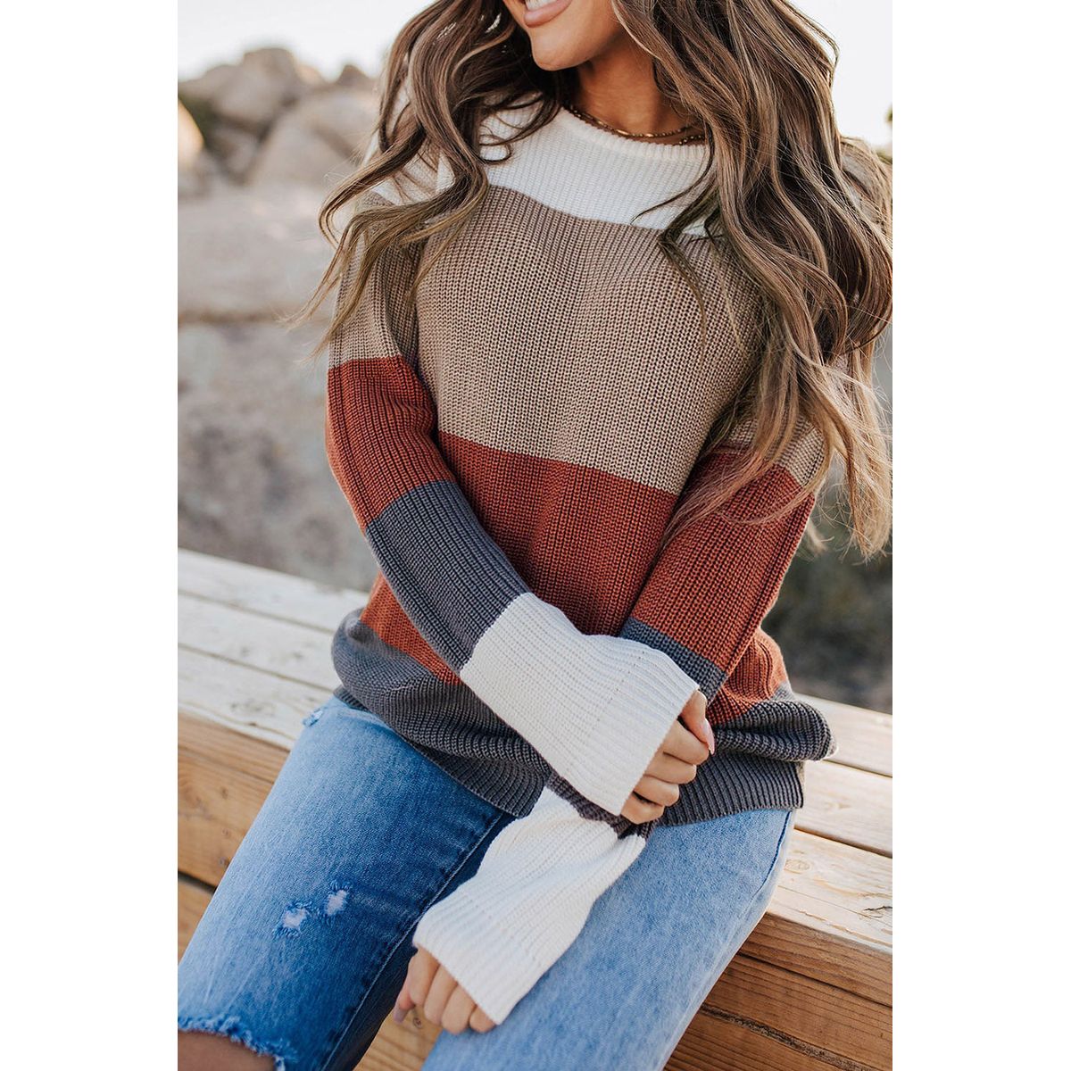 Lainey Knitted O-Neck Pullover Sweater - Red / S / 55%Acrylic+45%Cotton