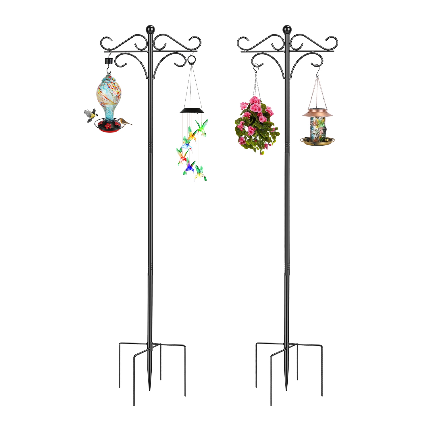 Double Shepherd's Hook Bird Feeder Pole (2-Pack) - 76in Shepherds Hook