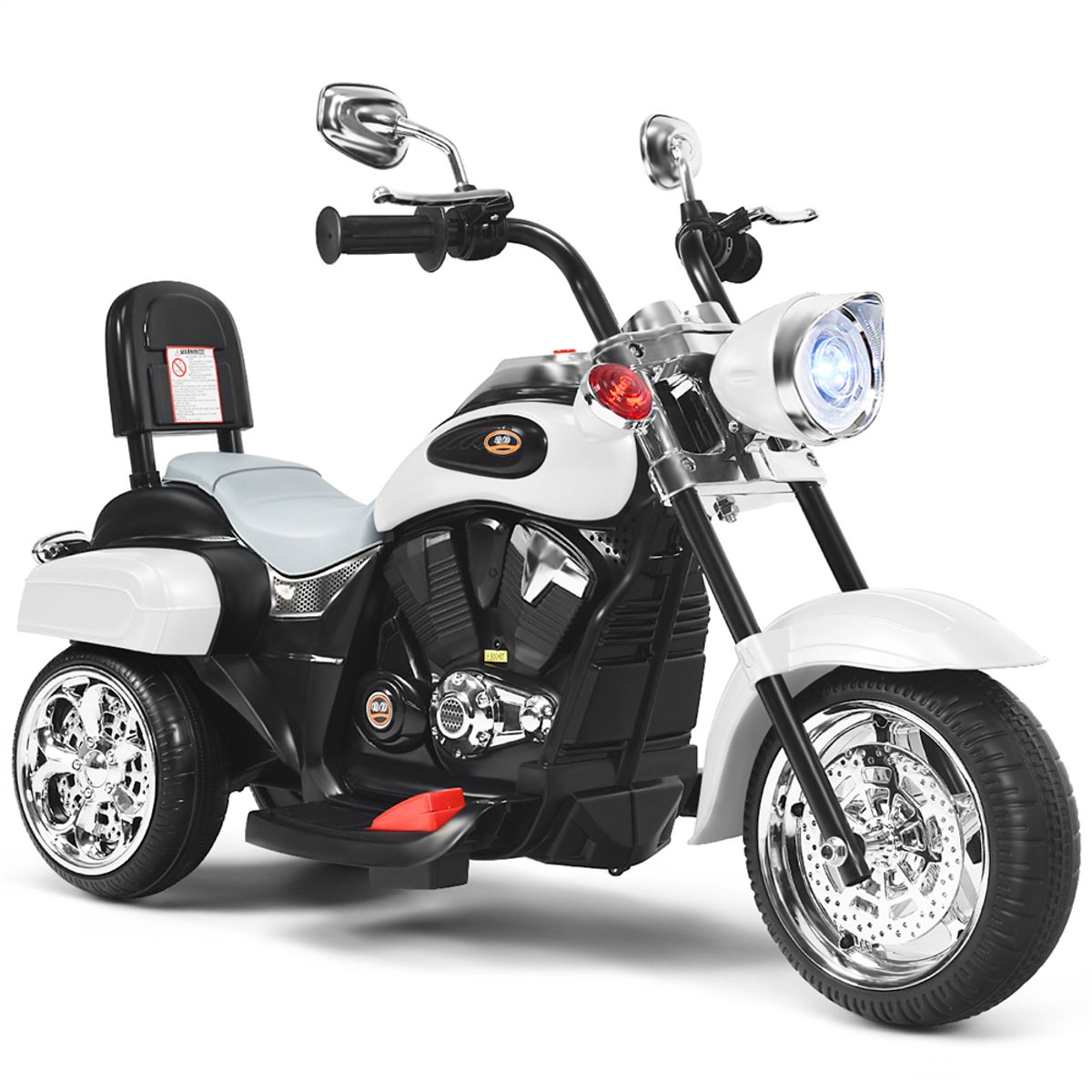 Kid's 3-Wheel  6V Battery  Ride-On Motorcycle - White