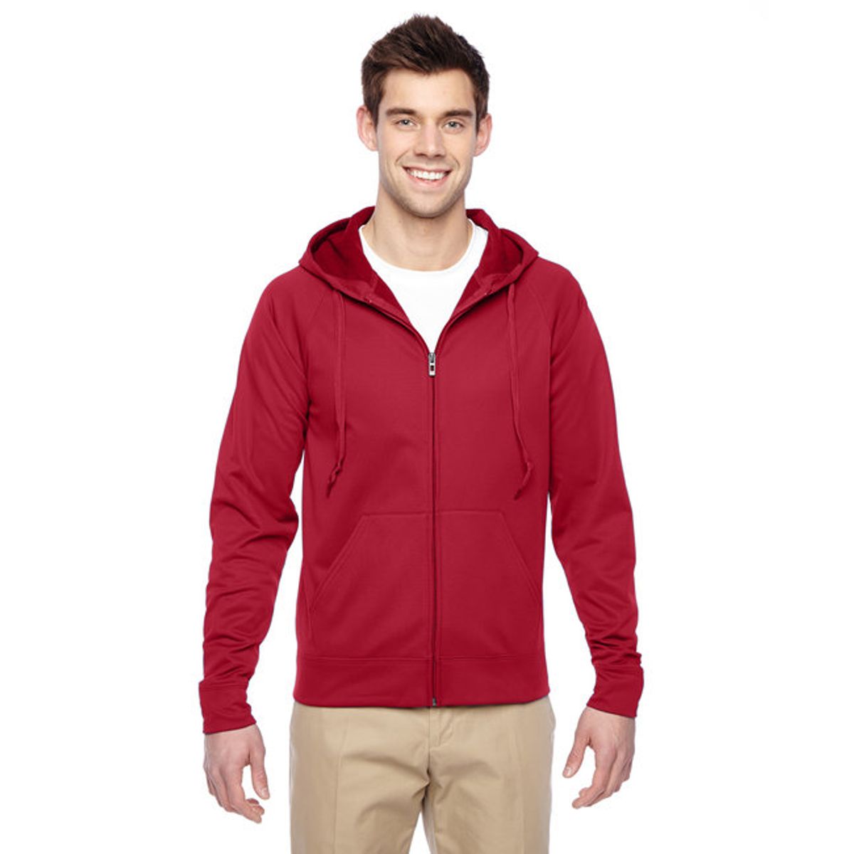 Jerzees Dri-Power Sport Full-Zip Hooded Sweatshirt - True Red