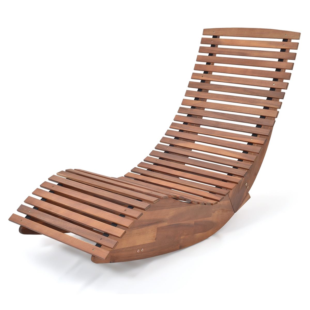 Outdoor Acacia Wood Rocking Chair with Slatted Seat - 1 PCS
