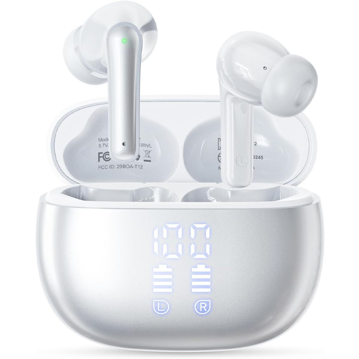 Bluetooth Noise Canceling Wireless Earbuds - White
