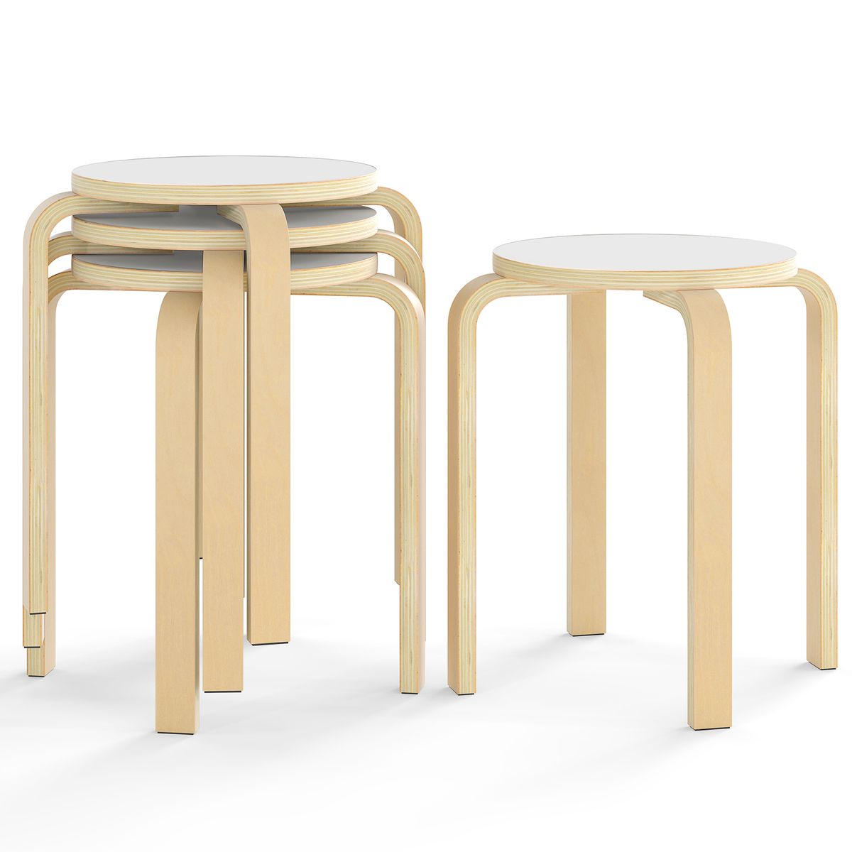 Round Stacking Stool (4-Pack) - Stool-White