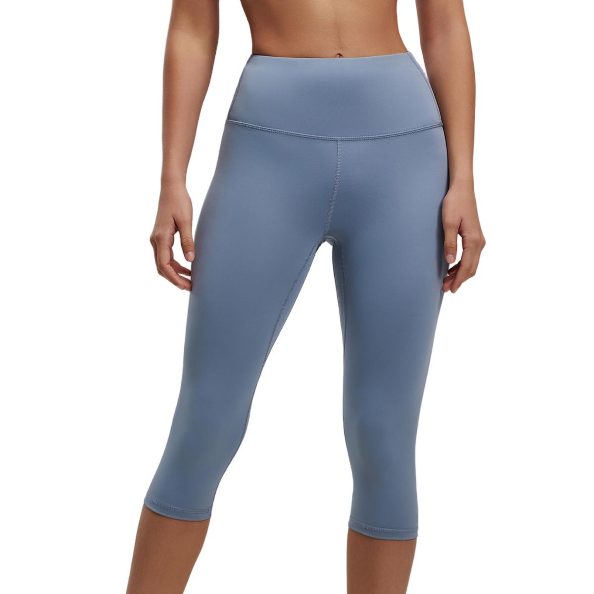 Women's High Waisted Capri Leggings - Lake Blue-XL