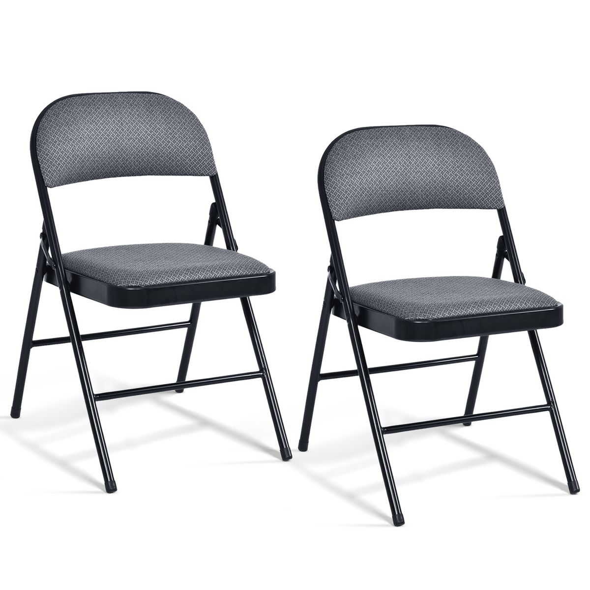 Fabric Upholstered Folding Chairs with Metal Frame (2 or 4-Pack) - Costway Set of 2 Folding Chair