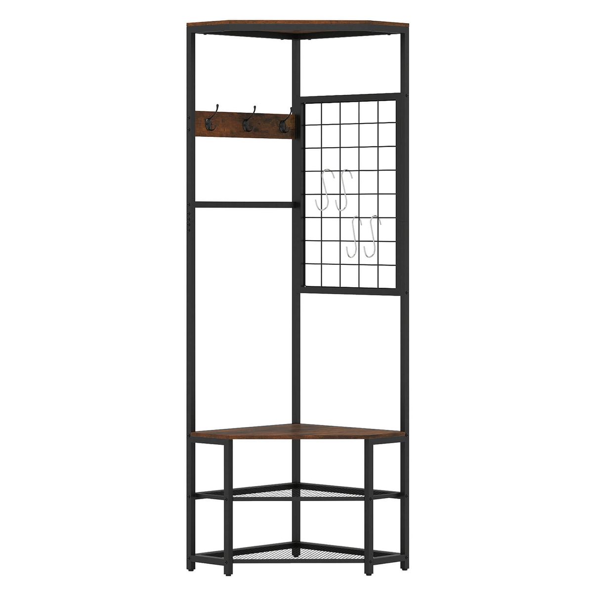 Corner Freestanding Coat Rack - Brown + Black