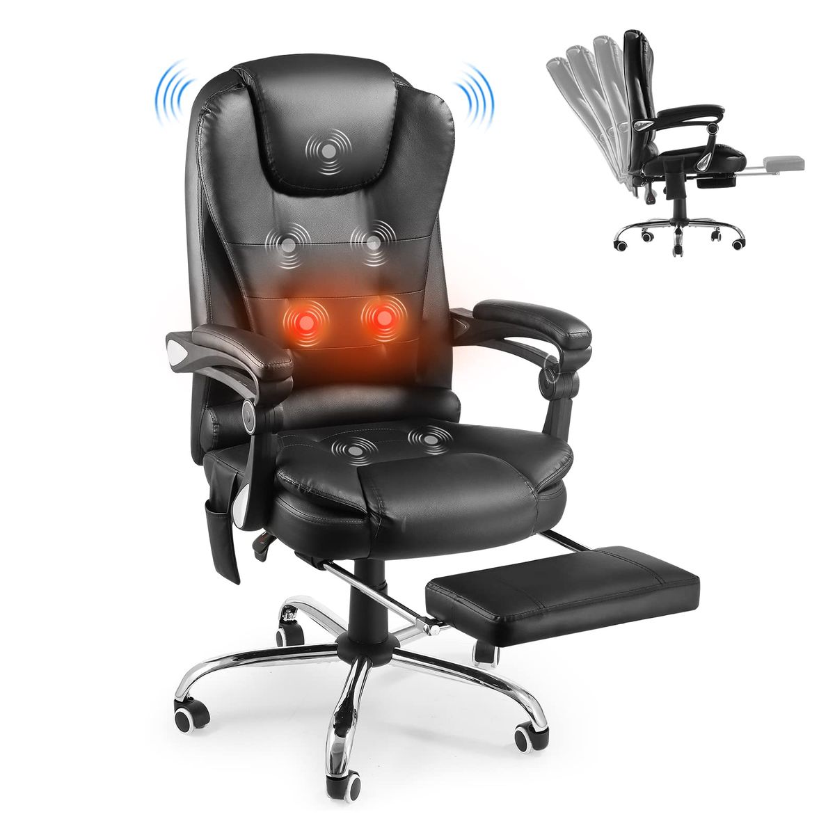 Ergonomic Reclining Office Chair with Optional Footrest - 13093UBK-UG01