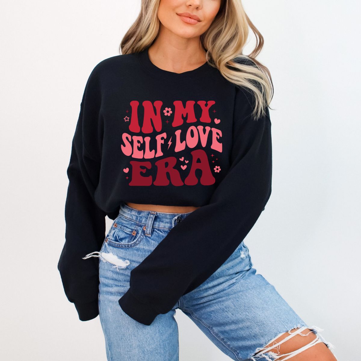 In My Self Love Era Design Sweater - Black / Small