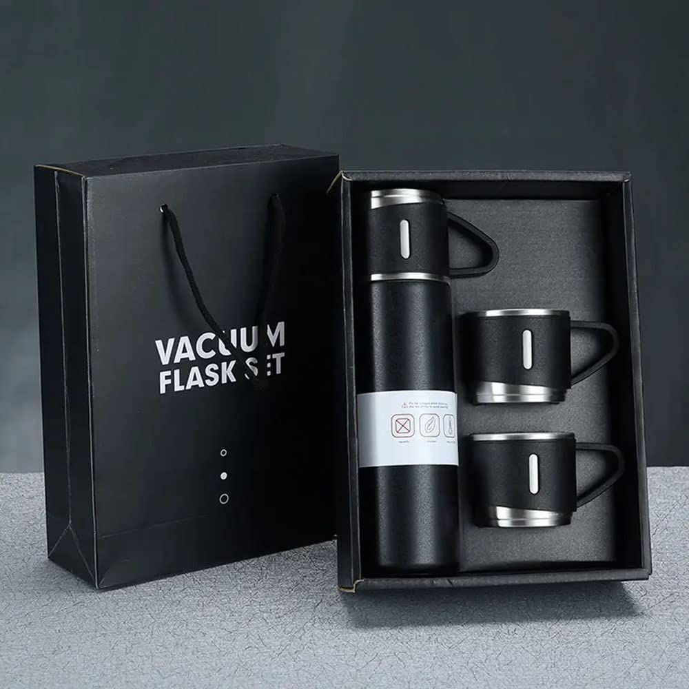 3-Lid Insulated Water Bottle - Black