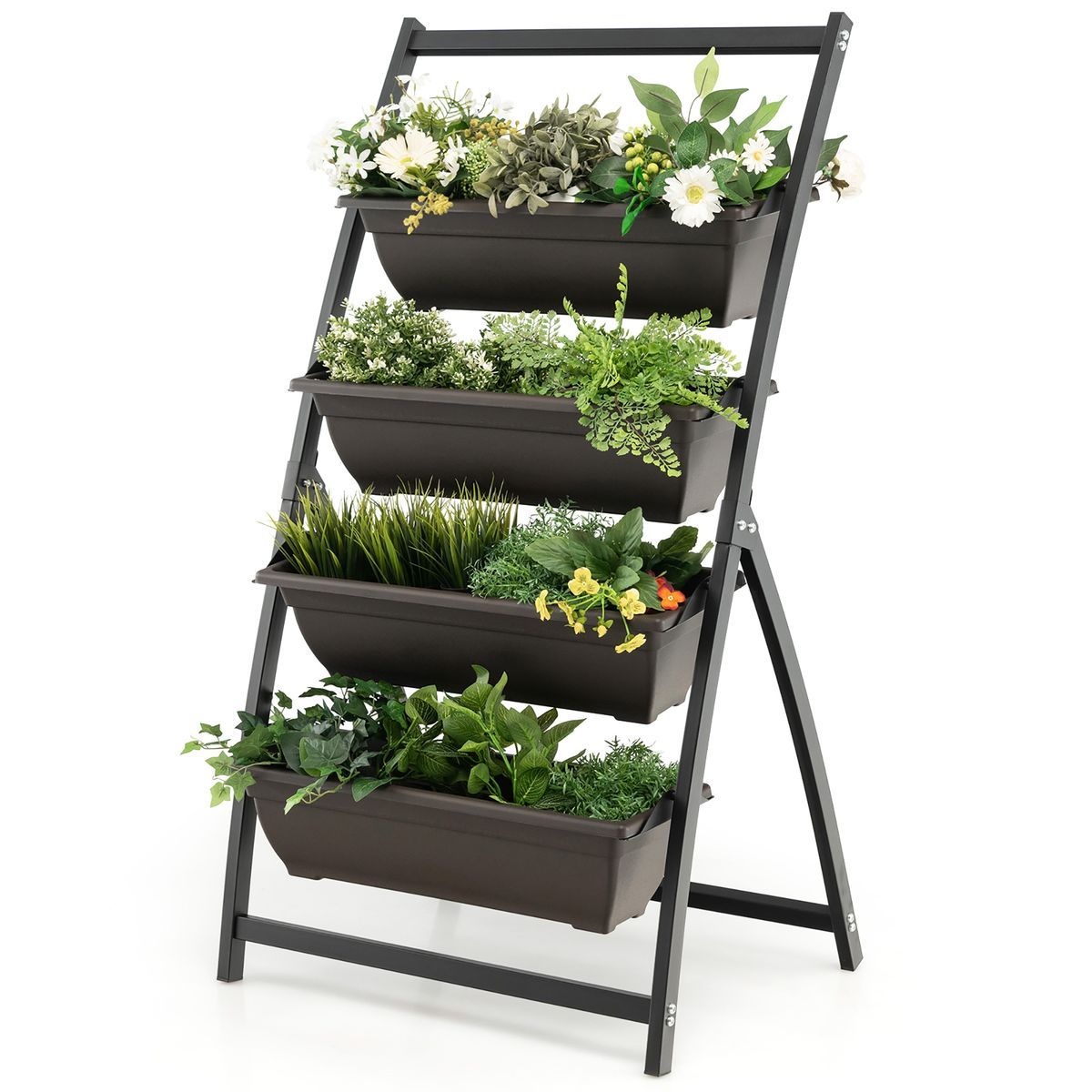 4-Tier Vertical Raised Garden Bed Planter (1- or 2-Pack) - Costway 4 FT 4-Tier Vertical R