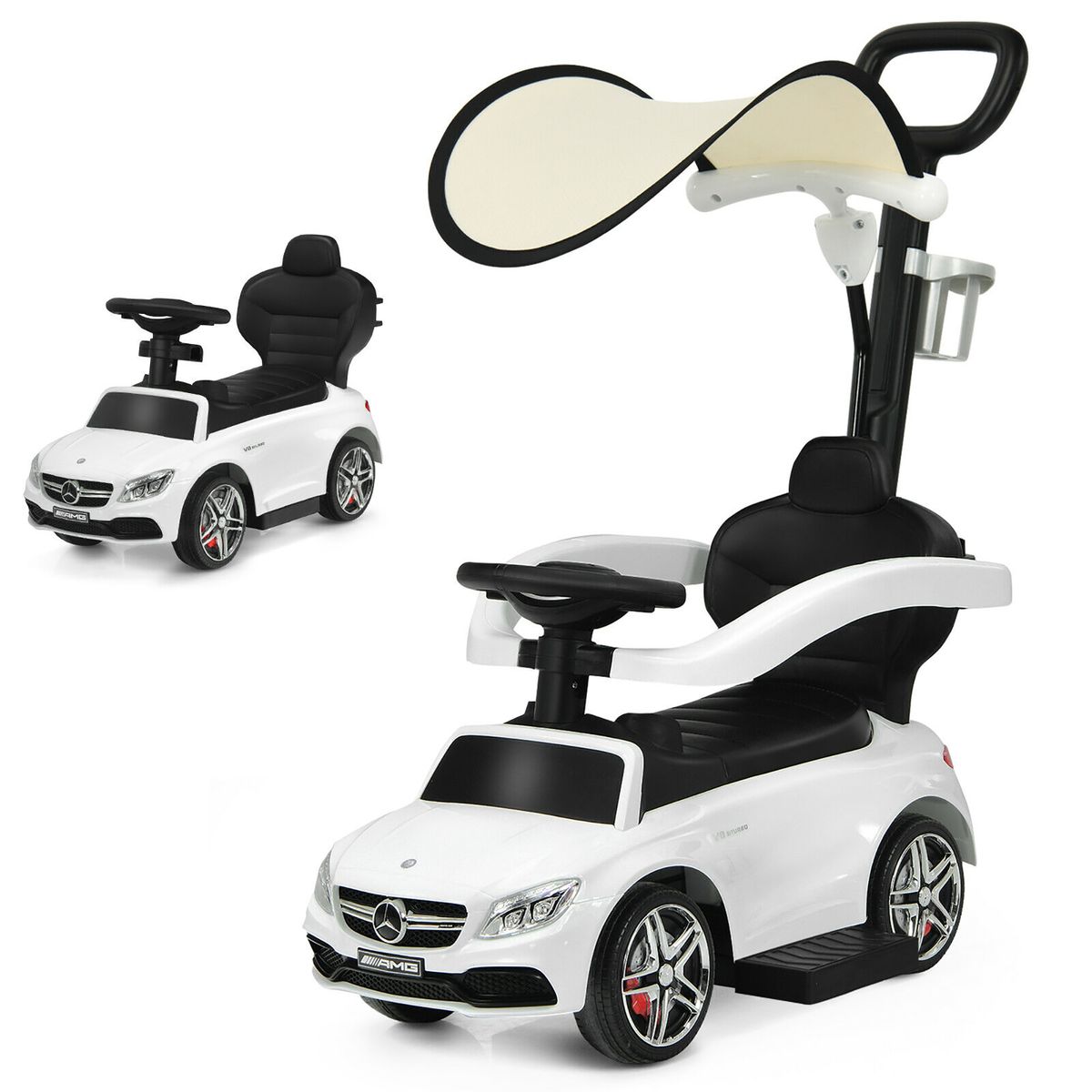 Kids' 3-in-1 Mercedes Benz Ride-on Sliding Car with Canopy - Ride on Car WH