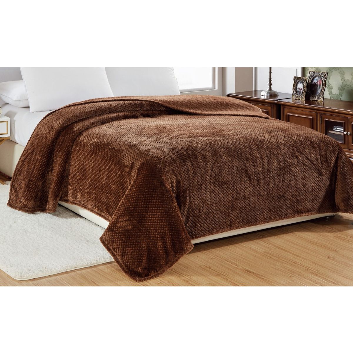 Noble House&trade; Popcorn Textured Microplush Blanket (4 Sizes) - Queen - Chocolate