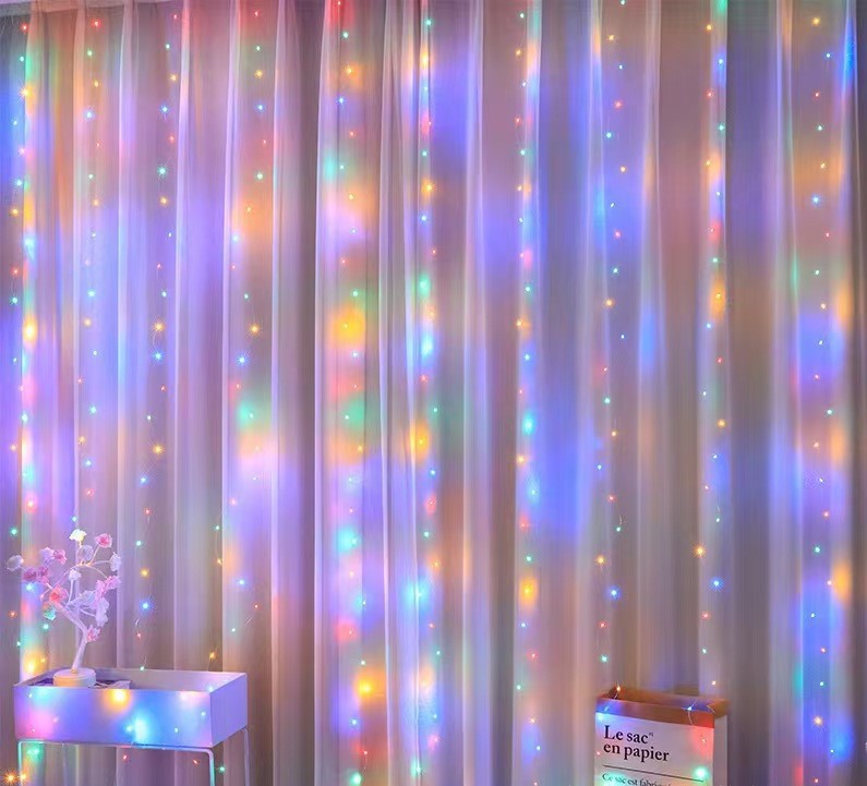 LED Curtain Fairy String Lights - Colorful Light-118x118inch(300 LED)