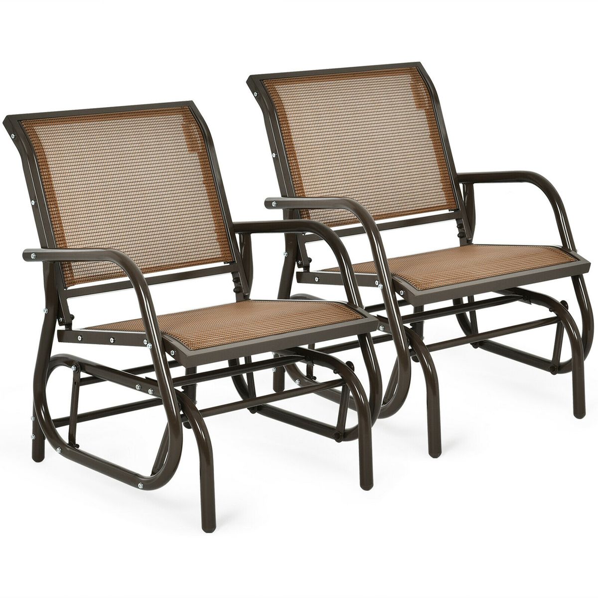 Outdoor Glider Rocking Chair (- or 2-Pack) - Brown- 2-Piece
