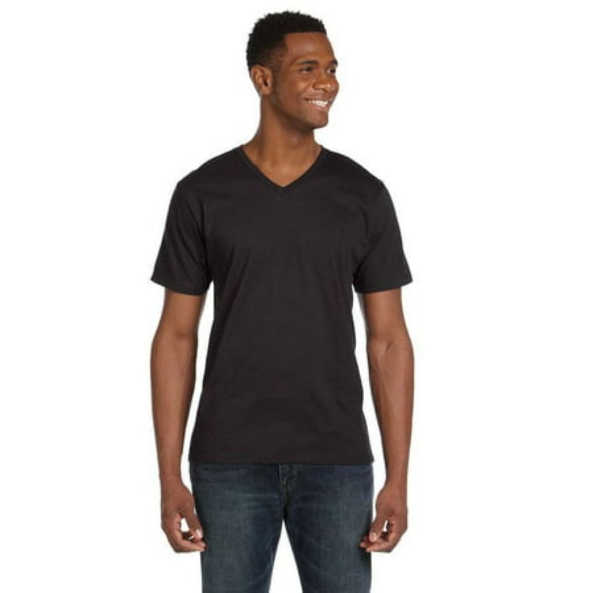 Anvil Adult Lightweight V-Neck T-Shirt (Small) - Smoke