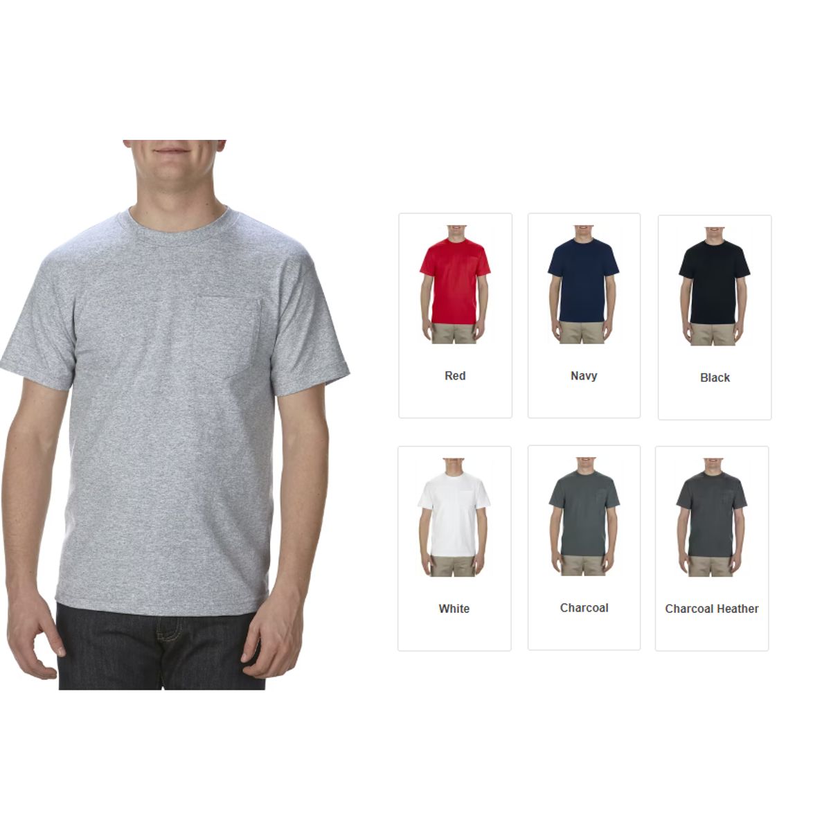 Alstyle Cotton Pocket T-Shirt (Small) - Charcoal Heather
