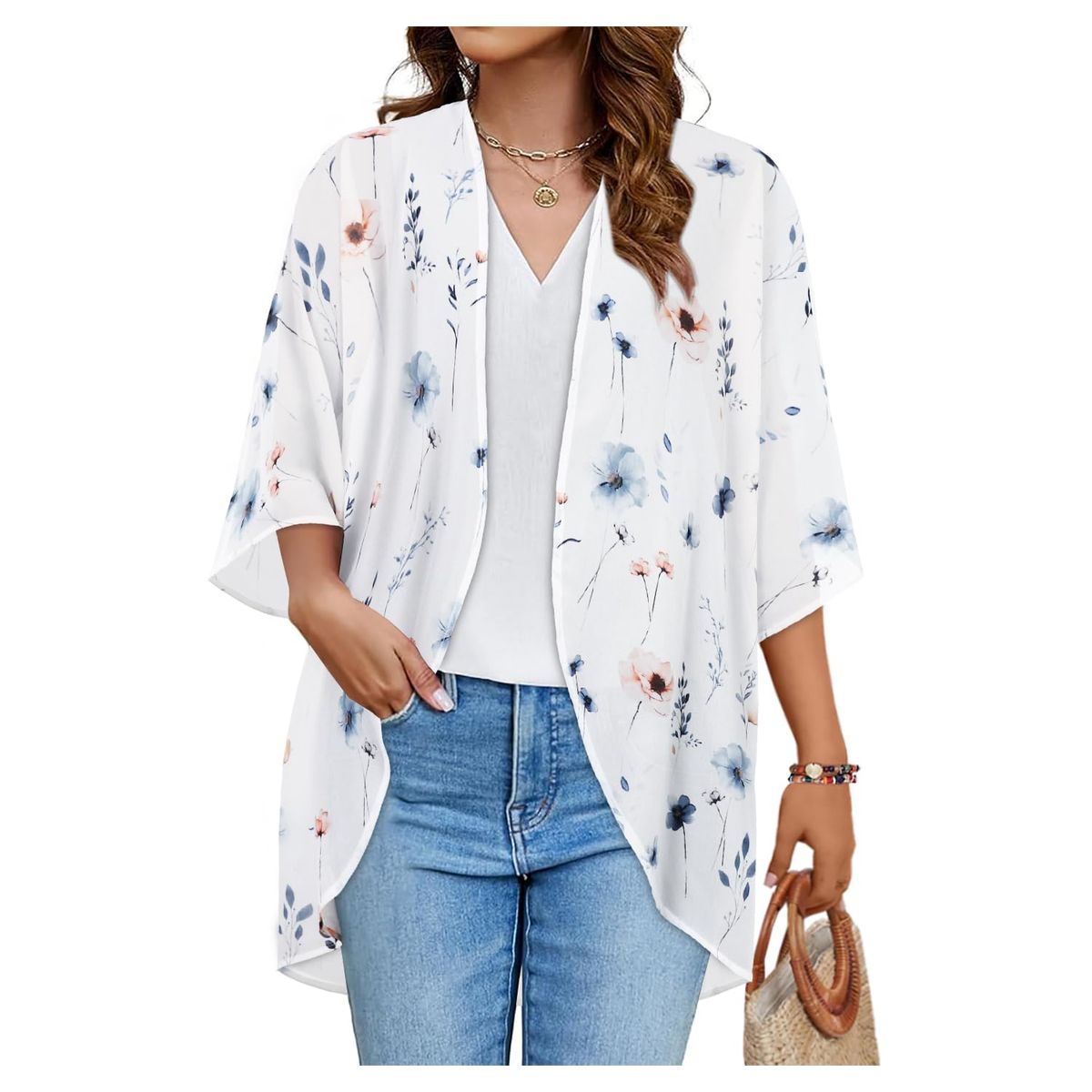 Women's Lightweight Chiffon Kimono Cardigan - Style 1-S