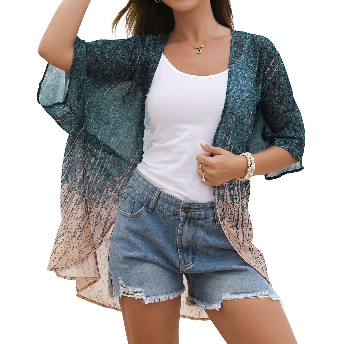 Women's Lightweight Chiffon Kimono Cardigan - Style 19-L