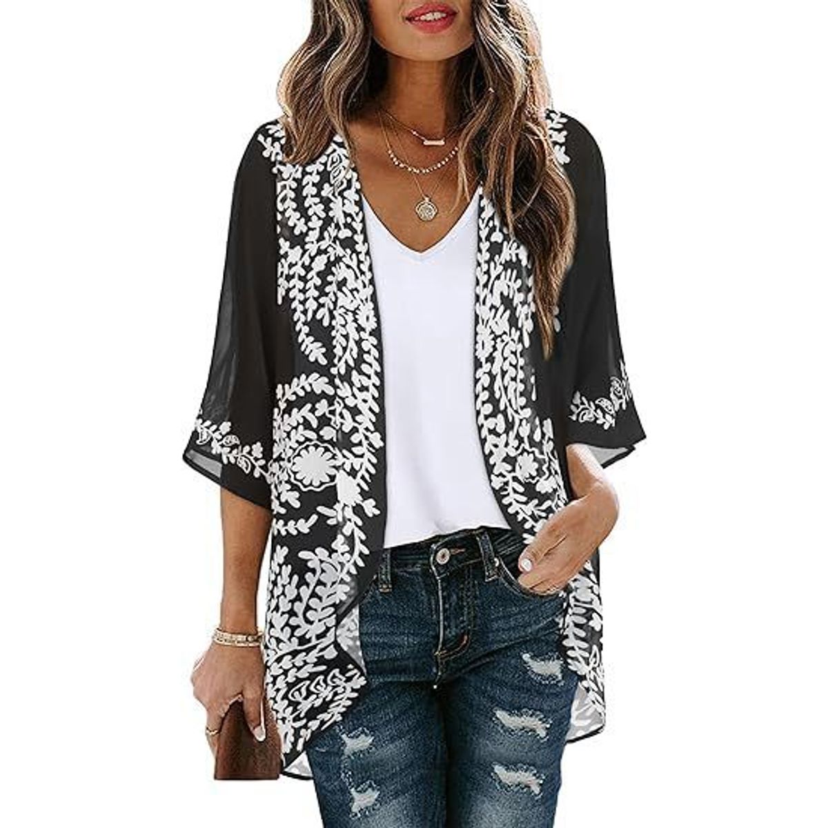 Women's Lightweight Chiffon Kimono Cardigan - Style 26-M