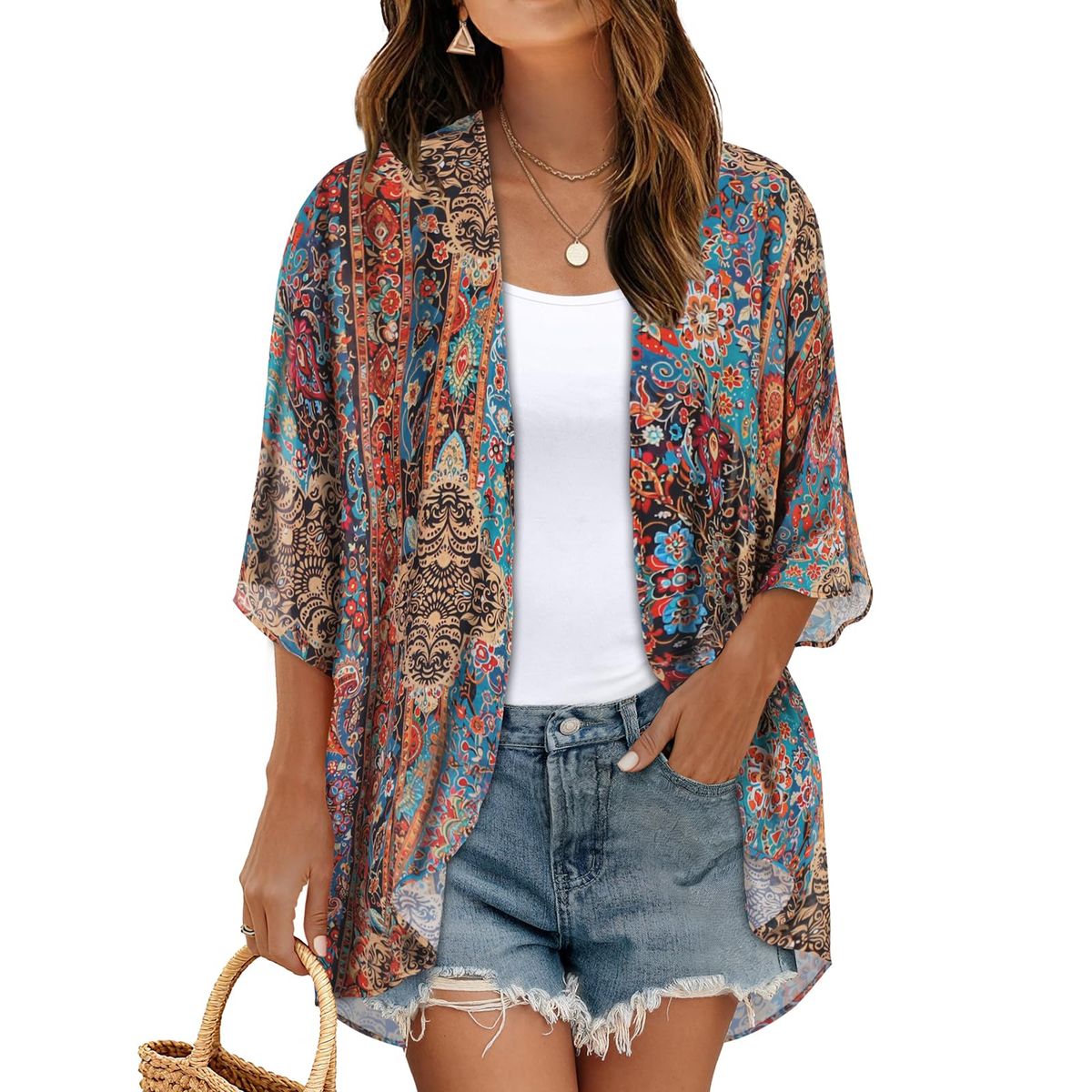 Women's Lightweight Chiffon Kimono Cardigan - Style 33-M