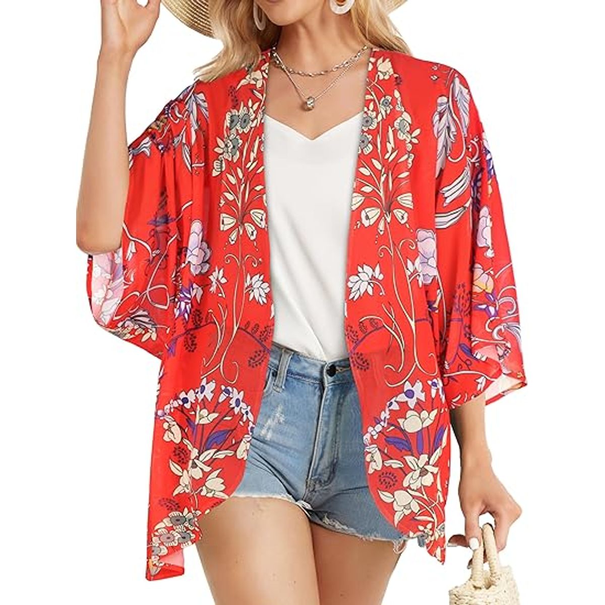 Women's Lightweight Chiffon Kimono Cardigan - Style 60-2XL