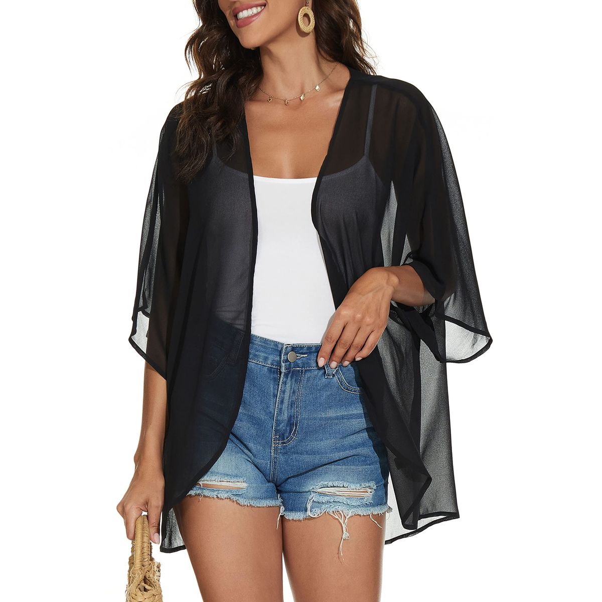 Women's Lightweight Chiffon Kimono Cardigan - Style 67-L