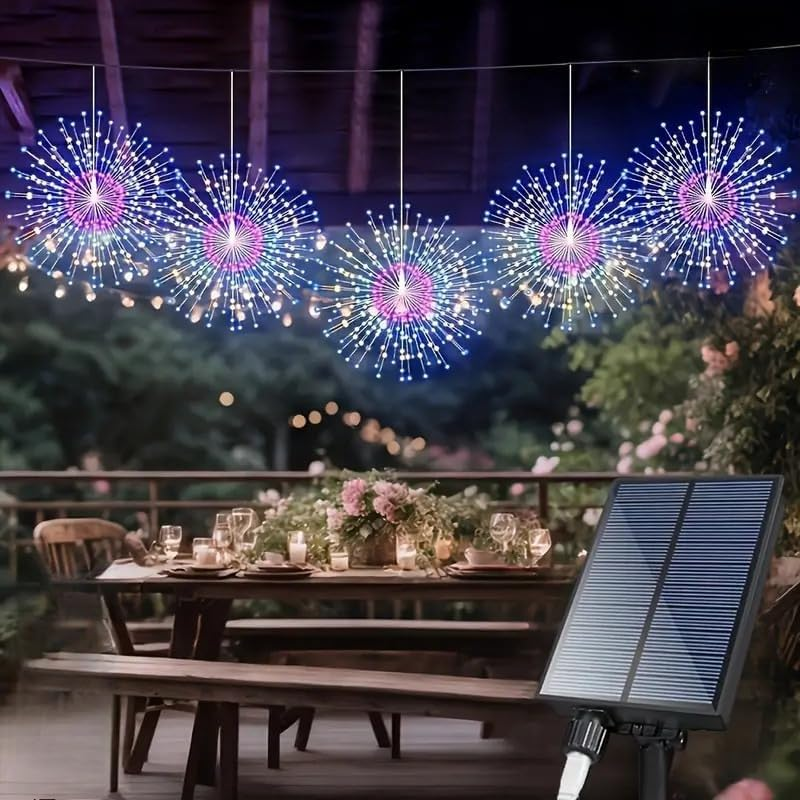 Solar Hanging Firework String Lights - Colorful Light-5 tiras-300 LED