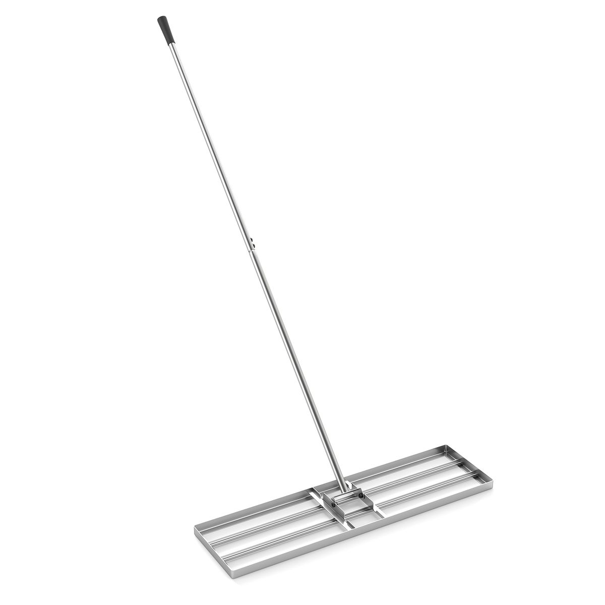 36” x 10” Lawn Leveling Rake with Non-Slip Handle - Rake-Silver